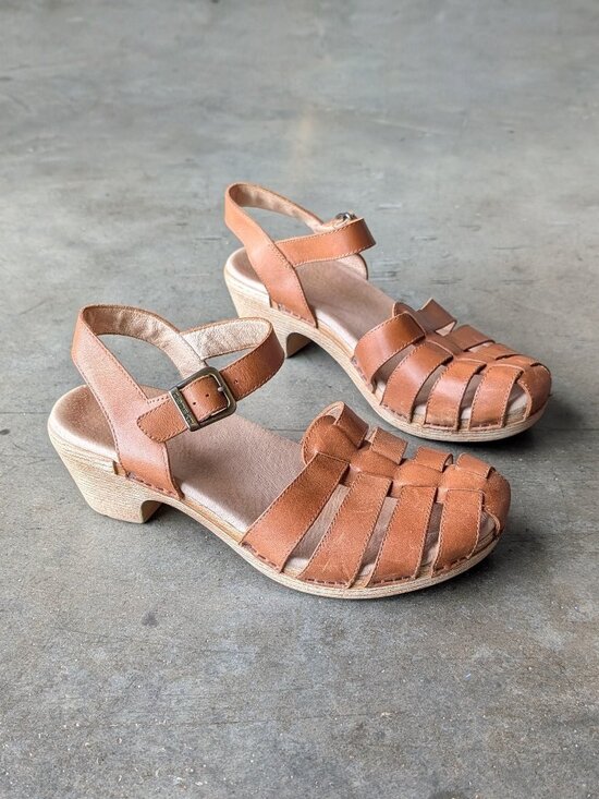 Dansko Shoes - Dansko Milly Fisherman Sandal Brown Leather Ankle Strap Heel size EU 40